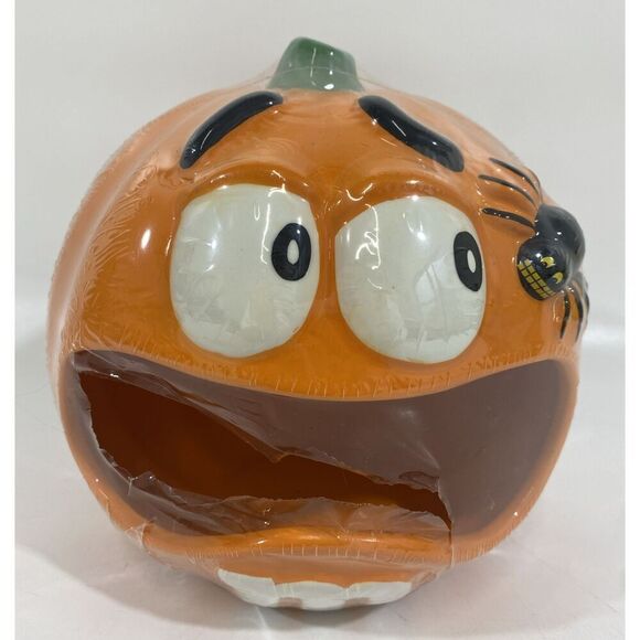 Gallerie Ceramic M&Ms Orange Pumpkin Halloween Candy Dish Bowl 8”